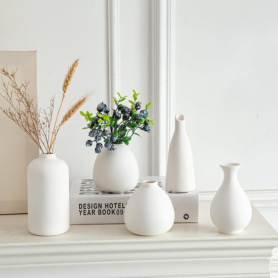Amazon.com: JOJUNO White Bud Vases, Small Ceramic Vase Set